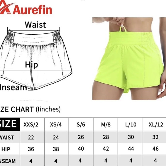 Aurefin Running Shorts Women S Lightweight Athletic Shorts Fluorescent Yellow - Picture 4 of 5